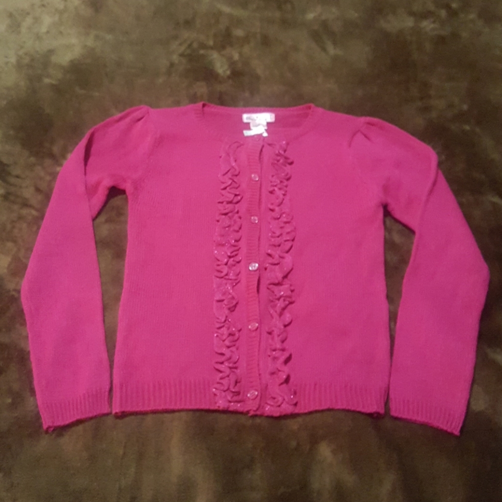 Girls Size 14 New Pink Ruffle Cardigan